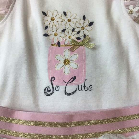 (2) Pc DDG Darlings Baby Girl Creeper & Tutu Skirt Pants Set Size 6-9 Months - Picture 2 of 8